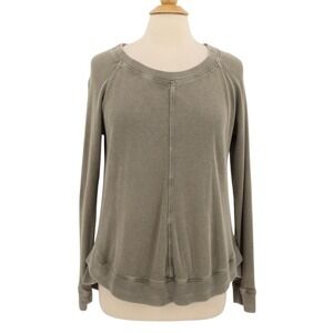 Soft Surroundings Top Women Large Petites PL Green Waffle Thermal Slouchy Hippie